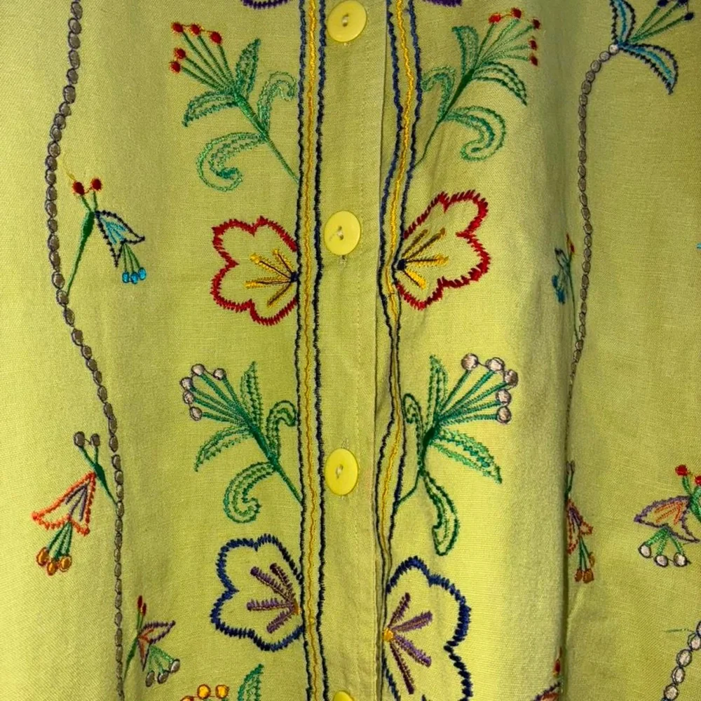 Sari Studio Yellow Embroidered Button-Front Shirt Jacket